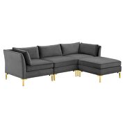 4-piece performance velvet sectional sofa in gray by Modway additional picture 10