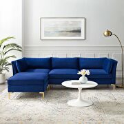 4-piece performance velvet sectional sofa in navy by Modway additional picture 11