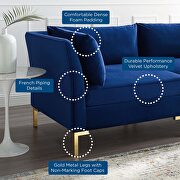 4-piece performance velvet sectional sofa in navy by Modway additional picture 12