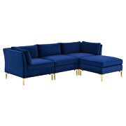 4-piece performance velvet sectional sofa in navy by Modway additional picture 10