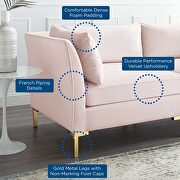 4-piece performance velvet sectional sofa in pink by Modway additional picture 12