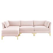 4-piece performance velvet sectional sofa in pink by Modway additional picture 9