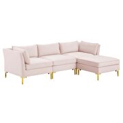 4-piece performance velvet sectional sofa in pink by Modway additional picture 10