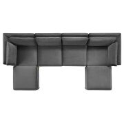 6-piece performance velvet sectional sofa in gray by Modway additional picture 9