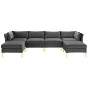 6-piece performance velvet sectional sofa in gray by Modway additional picture 10