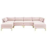 6-piece performance velvet sectional sofa in pink by Modway additional picture 10