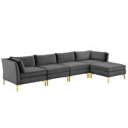 5-piece performance velvet sectional sofa in gray by Modway additional picture 10