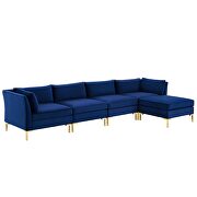 5-piece performance velvet sectional sofa in navy by Modway additional picture 10