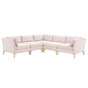5-piece performance velvet sectional sofa in pink by Modway additional picture 9
