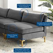 5-piece performance velvet sectional sofa in gray by Modway additional picture 2