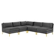 5-piece performance velvet sectional sofa in gray by Modway additional picture 9