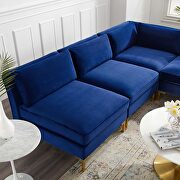 5-piece performance velvet sectional sofa in navy by Modway additional picture 2