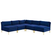 5-piece performance velvet sectional sofa in navy by Modway additional picture 9