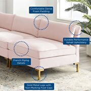 5-piece performance velvet sectional sofa in pink by Modway additional picture 2
