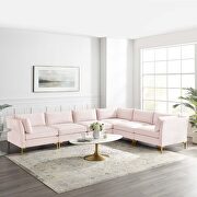 4-piece performance velvet sectional sofa in pink additional photo 2 of 8