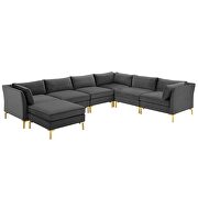 7-piece performance velvet sectional sofa in gray by Modway additional picture 10