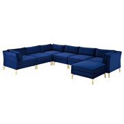 7-piece performance velvet sectional sofa in navy by Modway additional picture 10