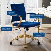 Mid back performance velvet office chair in navy by Modway additional picture 2