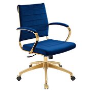 Mid back performance velvet office chair in navy by Modway additional picture 9