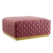 Square performance velvet ottoman in dusty rose additional photo 2 of 6