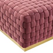 Square performance velvet ottoman in dusty rose additional photo 5 of 6