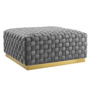 Square performance velvet ottoman in gray additional photo 2 of 6