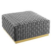 Square performance velvet ottoman in gray additional photo 3 of 6