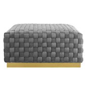 Square performance velvet ottoman in gray additional photo 4 of 6