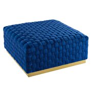 Square performance velvet ottoman in navy additional photo 3 of 6