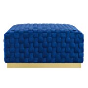 Square performance velvet ottoman in navy additional photo 4 of 6