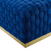 Square performance velvet ottoman in navy additional photo 5 of 6