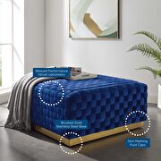 Square performance velvet ottoman in navy by Modway additional picture 7