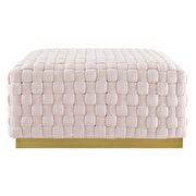 Square performance velvet ottoman in pink additional photo 4 of 6
