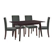 5 piece upholstered fabric dining set in cappuccino gray additional photo 3 of 9