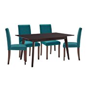 5 piece upholstered fabric dining set in cappuccino teal additional photo 3 of 9