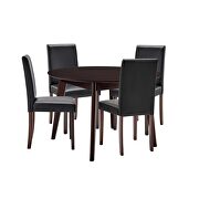 5 piece faux leather dining set in cappuccino black additional photo 3 of 9