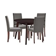 5 piece faux leather dining set in cappuccino gray by Modway additional picture 3