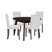 5 piece faux leather dining set in cappuccino white additional photo 3 of 9
