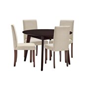 5 piece upholstered fabric dining set in cappuccino beige additional photo 3 of 9