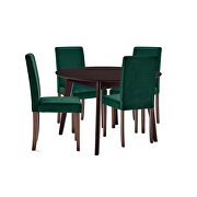 5 piece upholstered velvet dining set in cappuccino green additional photo 3 of 9