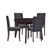 5 piece upholstered velvet dining set in cappuccino gray by Modway additional picture 3