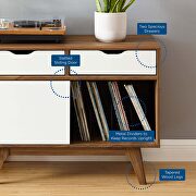 Walnut/ white finish vinyl record display stand by Modway additional picture 2