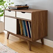 Walnut/ white finish vinyl record display stand by Modway additional picture 3