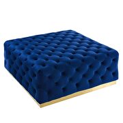 Tufted performance velvet square ottoman in navy additional photo 2 of 6