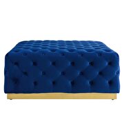 Tufted performance velvet square ottoman in navy additional photo 3 of 6