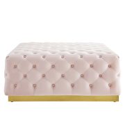 Tufted performance velvet square ottoman in pink additional photo 3 of 6