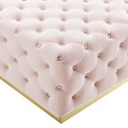 Tufted performance velvet square ottoman in pink additional photo 5 of 6