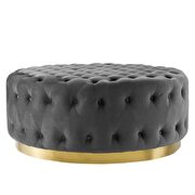 Tufted performance velvet round ottoman in gray by Modway additional picture 3