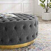 Tufted performance velvet round ottoman in gray by Modway additional picture 6