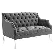 Tufted performance velvet loveseat in gray by Modway additional picture 6